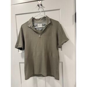 Denim & Flower Textured Polo Size Medium Tan/Beige